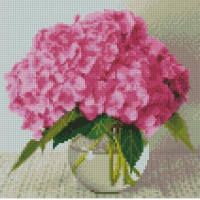 Алмазна мозаїка Strateg ПРЕМІУМ Гортензія у вазі розміром 30х30 см CA-0035