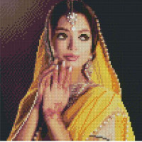 Алмазная мозаика Strateg ПРЕМИУМ Девушка в саре размером 30х30 см CA-0053