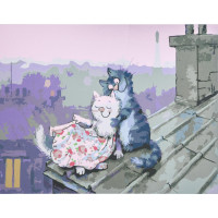 Картина за номерами Котяче кохання 30х40 см SS-3694