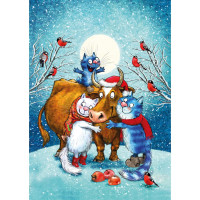 Картина по номерам Кошки под луной 30х40 см SS-6387