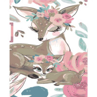 Картина за номерами Strateg Оленята на відпочинку 30х40 см SS-6410