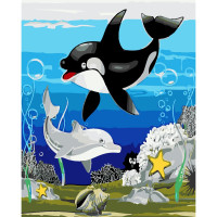 Картина за номерами "Грайливі дельфіни" 30х40 см SS-6428
