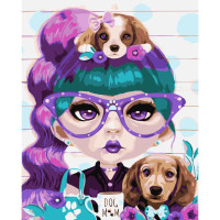 Картина по номерам "Модная девушка вместе с щенком" 30х40 см SS-6430