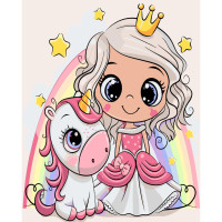Картина по номерам "Принцесса с единорогом" 30х40 см SS-6441