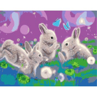 Картина за номерами "Зайченята на галявині" 30х40 см SS-6447