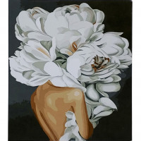 Картина по номерам Strateg ПРЕМИУМ Девушка-пион луны размером 30х40 см (SS-6472)