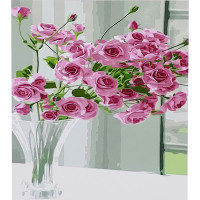 Картина за номерами Strateg ПРЕМІУМ Букет в склянній вазі розміром 30х40 см (SS-6503)