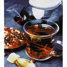Картина за номерами Strateg ПРЕМІУМ Чай з гранатом розміром 30х40 см (SS-6541)