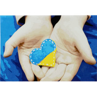 Картина за номерами Strateg ПРЕМІУМ Серце України розміром 30х40 см (SS-6568)