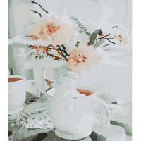 Картина за номерами Strateg ПРЕМІУМ Чашки з ангелками розміром 30х40 см (SS-6629)