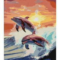 Картина за номерами Strateg ПРЕМІУМ Танець дельфінів розміром 30х40 см (SS1167)