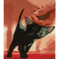 Картина по номерам Strateg ПРЕМИУМ Ласка черного котика размером 30х40 см (SS6615)
