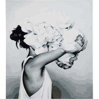 Картина за номерами Strateg ПРЕМІУМ Думки-квіти в ч/б розміром 30х40 см (SS6616)