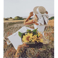 Картина по номерам Strateg ПРЕМИУМ На поле с подсолнечниками размером 30х40 см (SS6644)