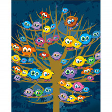 Картина по номерам Strateg ПРЕМИУМ Дерево с птичками с лаком размером 30х40 см (SS6684)