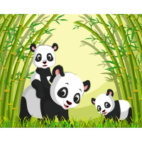 Картина по номерам Strateg ПРЕМИУМ Семья пандочек с лаком размером 30х40 см (SS6704)