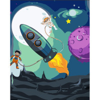 Картина по номерам Strateg ПРЕМИУМ Открытый космос с лаком размером 30х40 см (SS6705)