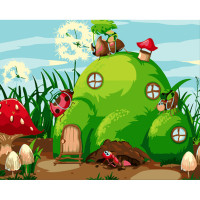 Картина по номерам Strateg ПРЕМИУМ Земляная избушка с лаком размером 30х40 см (SS6719)