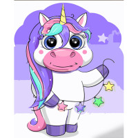 Картина по номерам Strateg ПРЕМИУМ Фиолетовый единорог с лаком размером 30х40 см (SS6725)