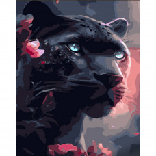 Картина по номерам Strateg ПРЕМИУМ Черная пантера с лаком размером 30х40 см (SS6773)