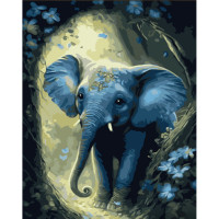 Картина за номерами Strateg ПРЕМІУМ Блакитний слоник з лаком розміром 30х40 см (SS6780)