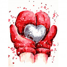 Картина за номерами Strateg ПРЕМІУМ В рукавичках серце розміром 30х40 см (SS6836)
