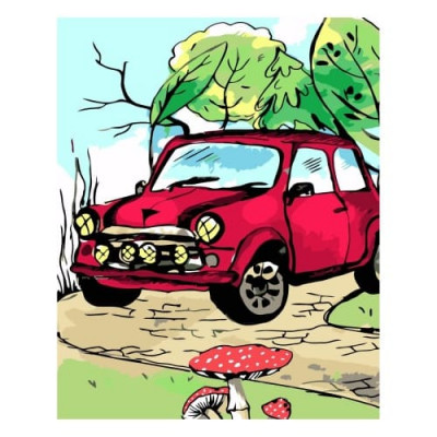 Картина по номерам Красное нарисованное авто 30х40 см SV-0002