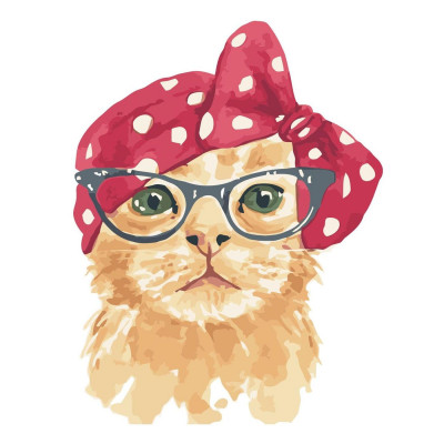Картина по номерам Рыжий котик в очках 30х40 см SV-0004