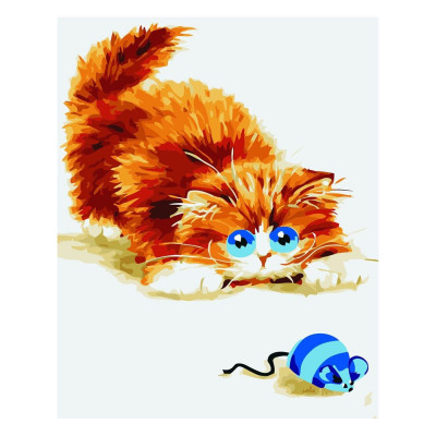 Картина по номерам Рыжий котик с мышкой 30х40 см SV-0005