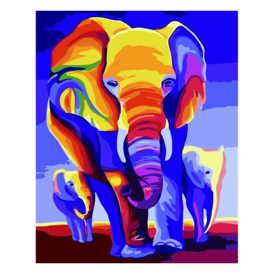 Картина по номерам Яркие слоны 30х40 см SV-0011