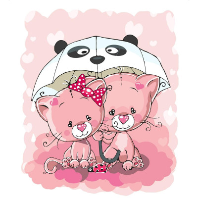 Картина по номерам Розовые котики под зонтиком 30х40 см SV-0022