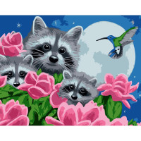 Картина по номерам Енотики среди цветов 30х40 см SV-0024