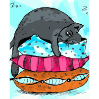 Картина за номерами Стомлений сірий кіт 30х40 см SV-0041