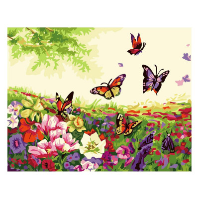 Картина по номерам Бабочки в поле цветов 30х40 см SV-0056