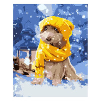 Картина за номерами Собачка в жовтій шапочці 30х40 см SV-0072