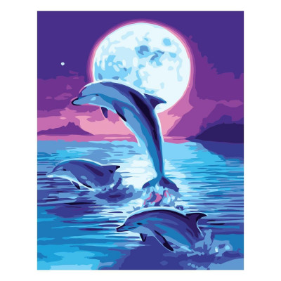 Картина по номерам Стая дельфинов ночью 30х40 см SV-0075