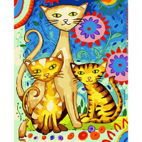 Картина за номерами Барвисте тріо котів 30х40 см SV-0087