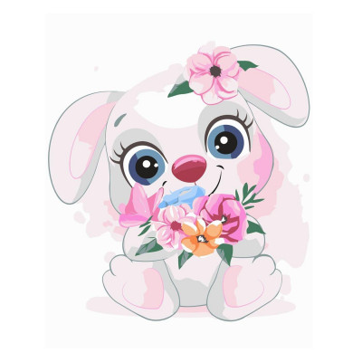 Картина за номерами Маленький кролик з квітами 30х40 см SV-0092