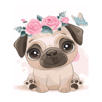 Картина по номерам Малыш мопс с веночком 30х40 см SV-0093