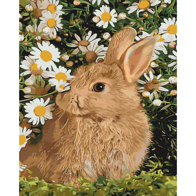 Картина за номерами Пухнастий кролик серед квітів 40х50 см SY6080