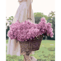 Картина за номерами Дівчина з кошиком півонії 40х50 см SY6158