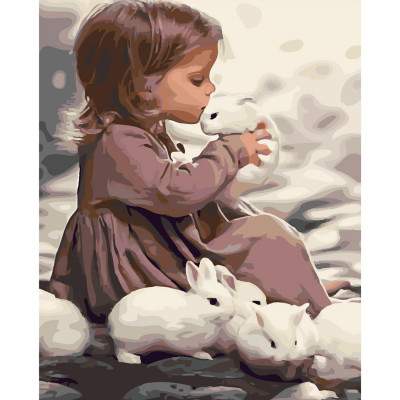Картина за номерами Дівчинка із кроликами 40х50 см SY6179