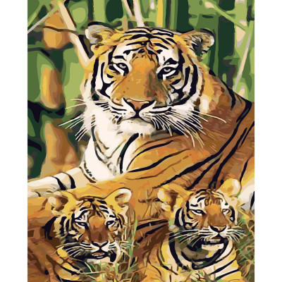 Картина за номерами Тигри серед бамбука 40х50 см SY6332
