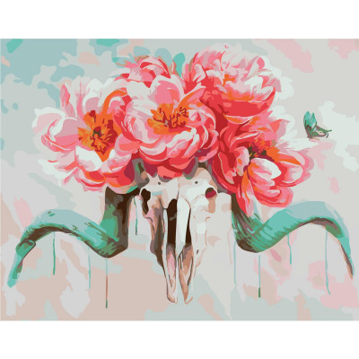 Картина по номерам Череп с цветами 40х50 см SY6370