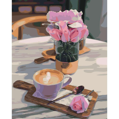 Картина по номерам Розы с кофе 40х50 см SY6518