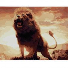 Картина по номерам Strateg ПРЕМИУМ Сила и могущество льва с лаком размером 40х50 см (SY6593)
