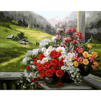 Картина по номерам Strateg ПРЕМИУМ Горный букет с лаком размером 40х50 см SY6603