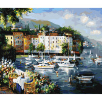 Картина по номерам Strateg ПРЕМИУМ Уютная бухта с лаком 40х50 см (SY6623)