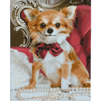 Картина по номерам Strateg ПРЕМИУМ Маленькая Чихуахуа с лаком размером 40х50 см (SY6679)