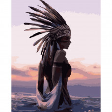 Картина по номерам Strateg ПРЕМИУМ Индейская красота с лаком 40х50 см (SY6740)